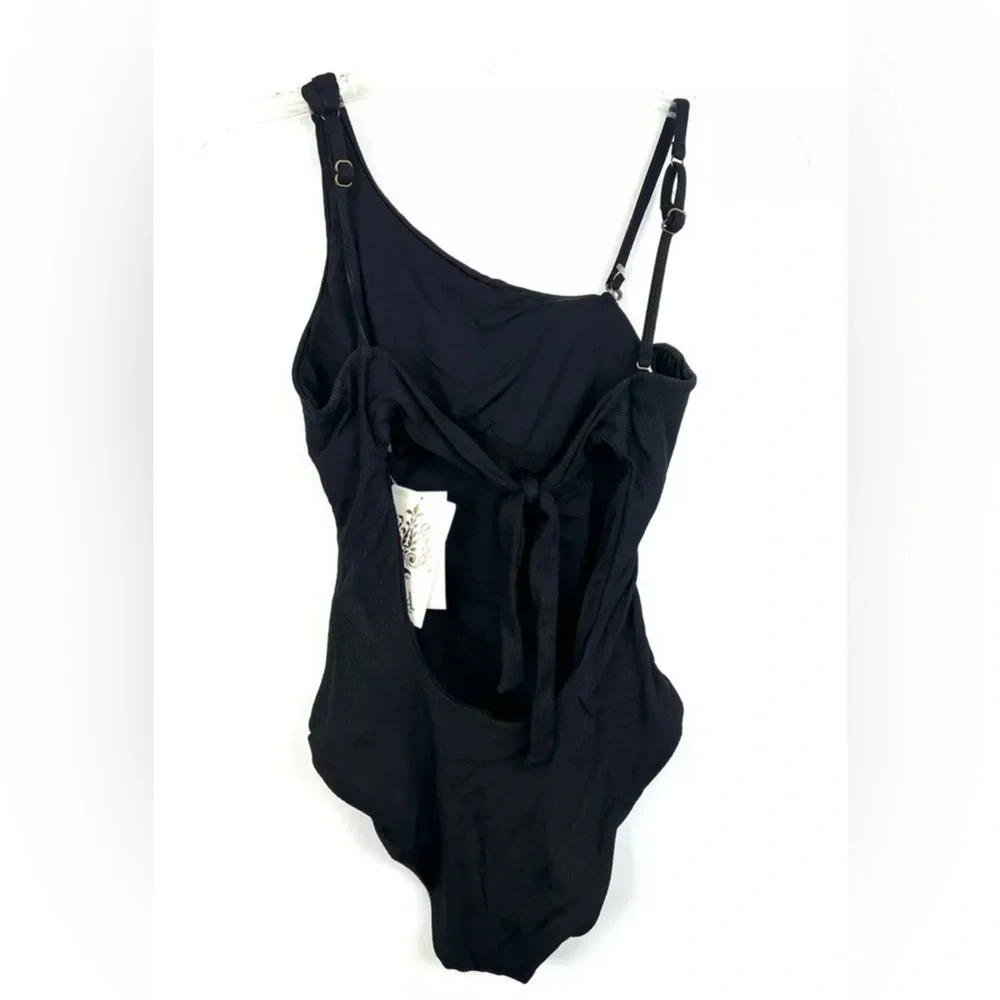Becca Women’s Adeline Black One Shoulder One Piece Swimsuit Size Small